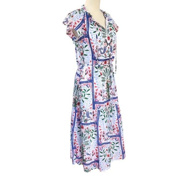 Loft Mermaid Garden Cotton Midi Dress Size Petite Small - Picture 3 of 9